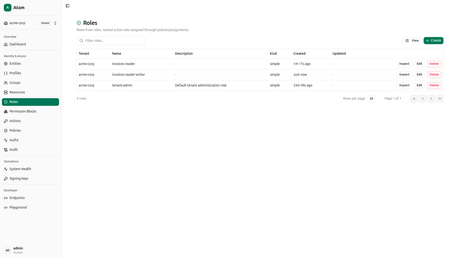 Atom Roles Management